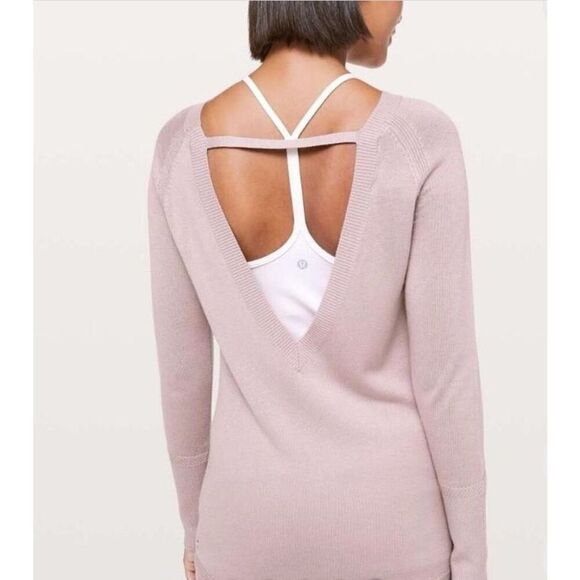 Lululemon Unity Drop Back Long Sleeve Sweater Cashmere Blend Dusty Rose‎ Size 6 - Picture 4 of 10